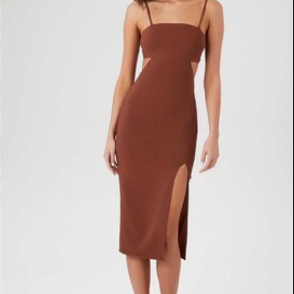 Forever 21 Brown Bodycon Cocktail nicely lined Dress W/ adjustable straps Size M